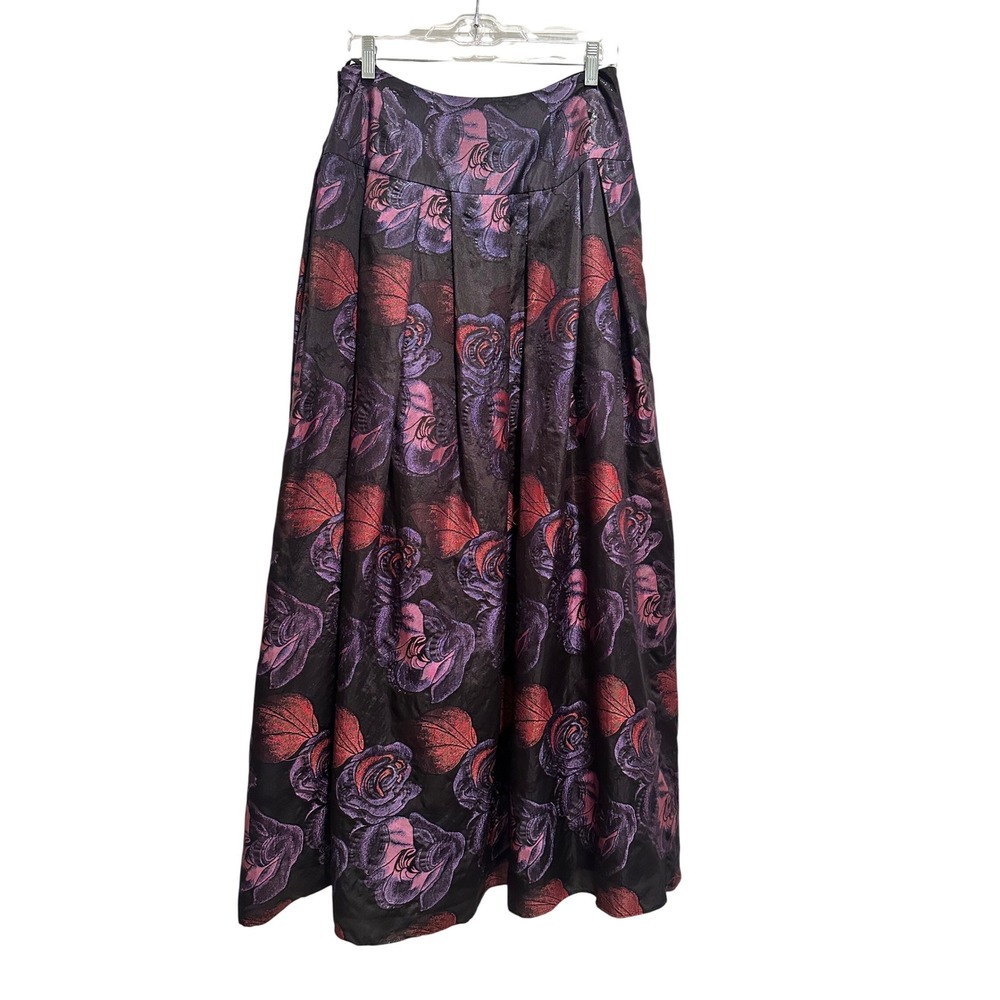 Sachin + Babi‎ Noir Floral Long Skirt Size 6 Purple Black Gothic Formal